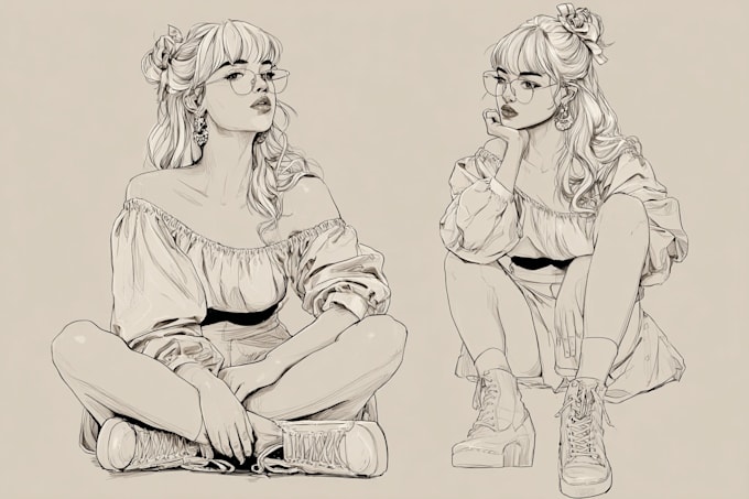 design digital sketch and line art illustration
