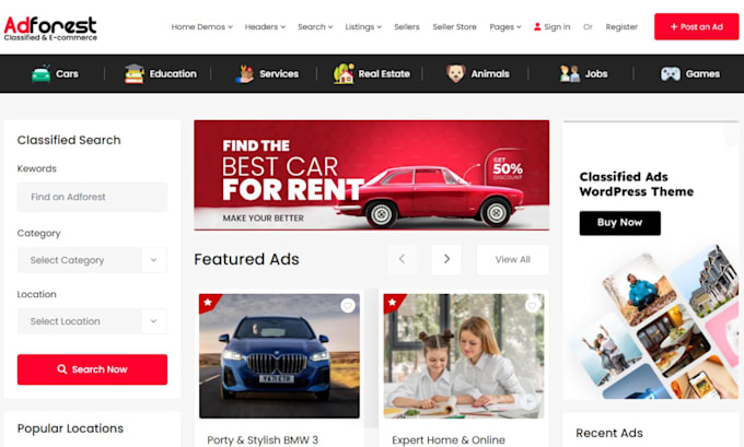 create a fully functional classified ads and listing directory website