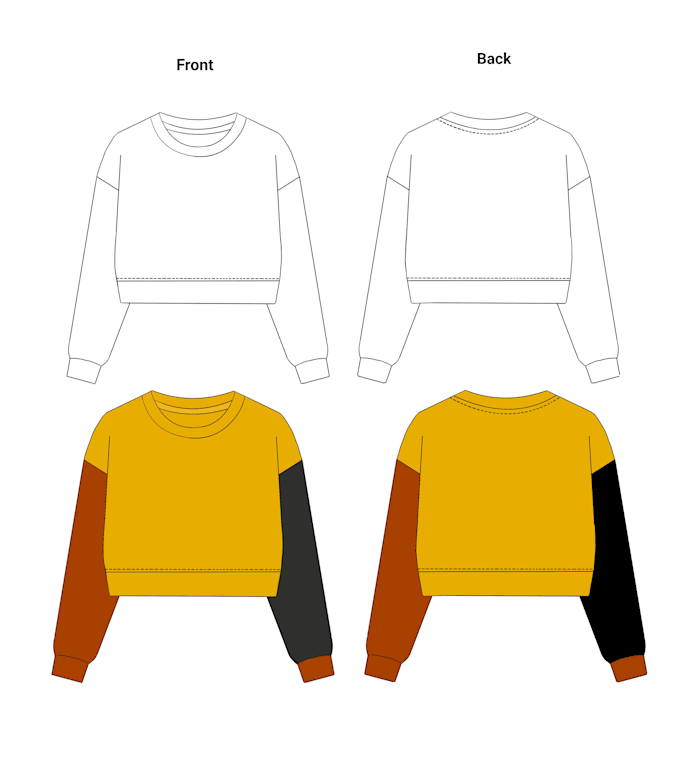 create fashion flat sketches or mock ups of your design