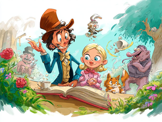 do cartoon book illustrations and children book cover