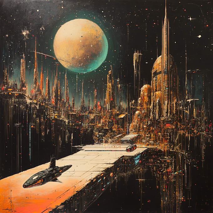 Do concept art illustration of science fiction city art by Aionorzorwy ...