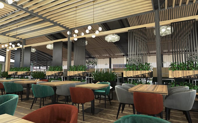 design 3d bar interior restaurant, hotel, cafe, coffee shop reception, hospital