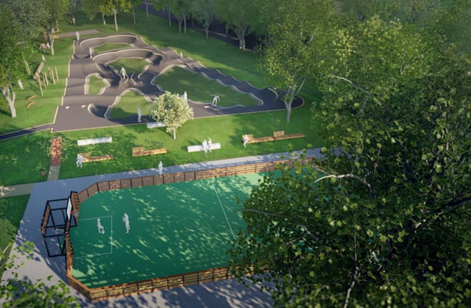 Redesign 3d golf course,landscape rendering, green turf, scenery ...