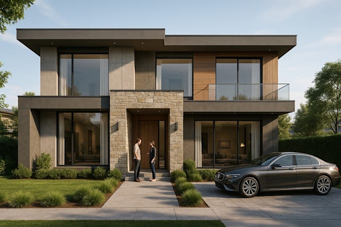 exterior design, sketchup 3d model and render