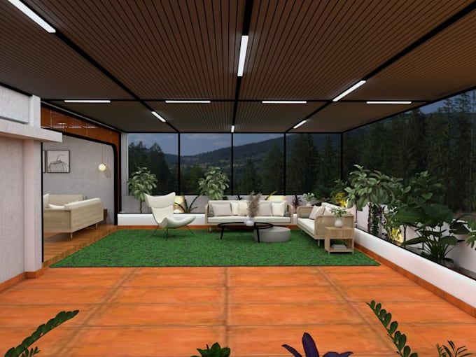 landscape remodel, terrace gazebo rendering, loggia, outdoor livingspace,balcony
