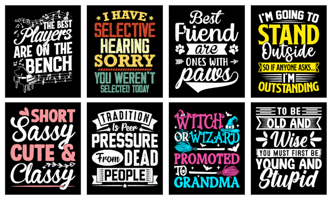 design custom typography t shirt graphics for pod