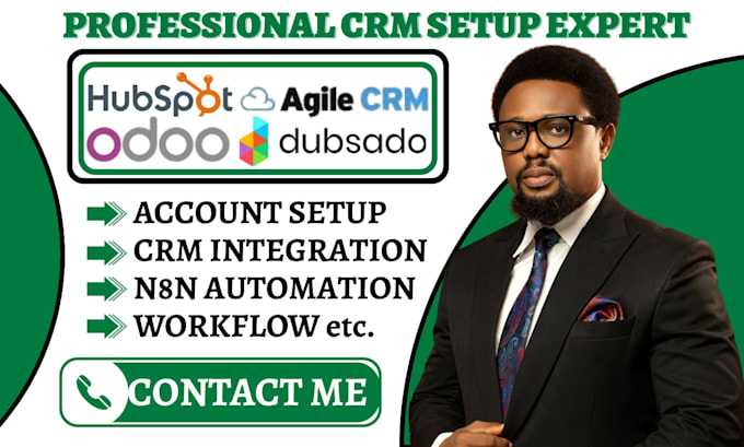setup hubspot agile crm act odoo crm workflow maximizer dubsado integration va