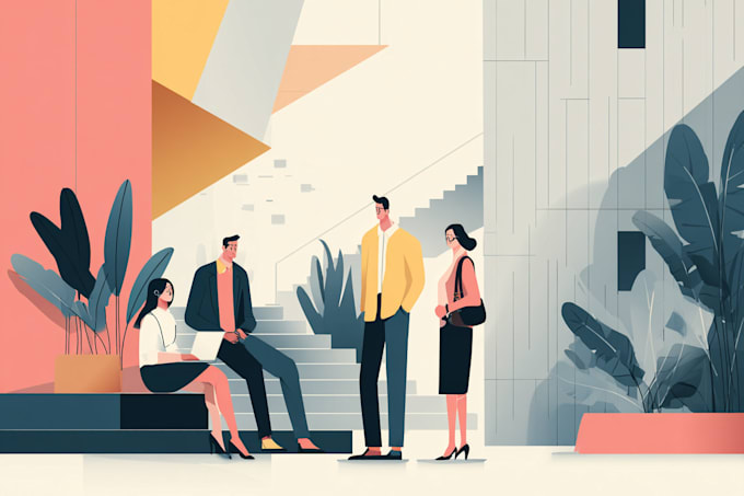 create an vector flat illustration people corporate art