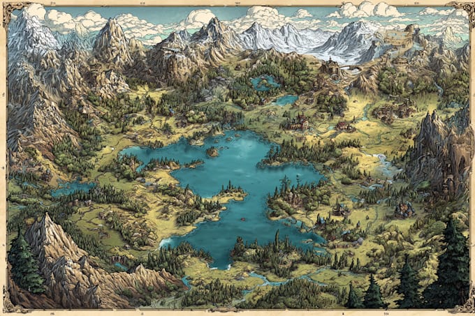 create a beautiful fantasy map in 4k for you