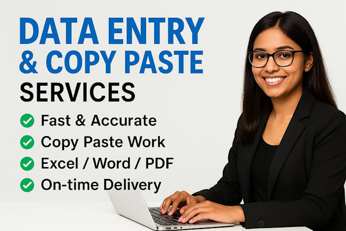 accurate data entry, copy paste and typing work