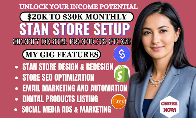 do shopify products store etsy digital store stan store marketing