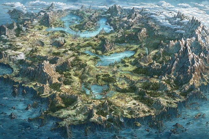 draw fantasy map illustration isometric map