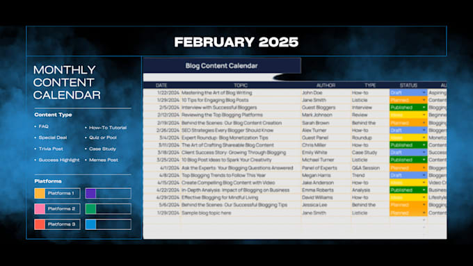 create a 30 day content calendar with strategy in just 2 hr