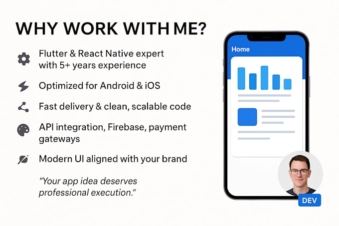 develop cross platform apps using flutter or react native