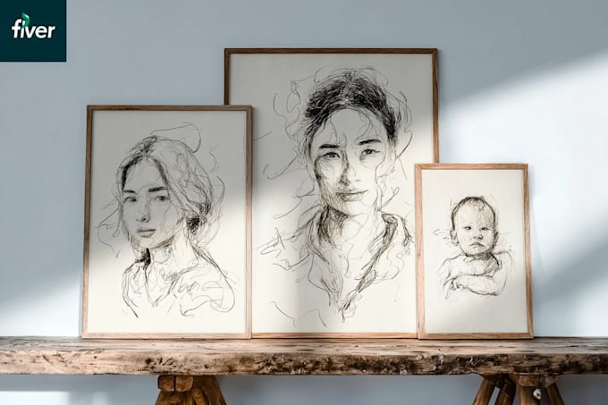 make scribble art, abstract line portrait