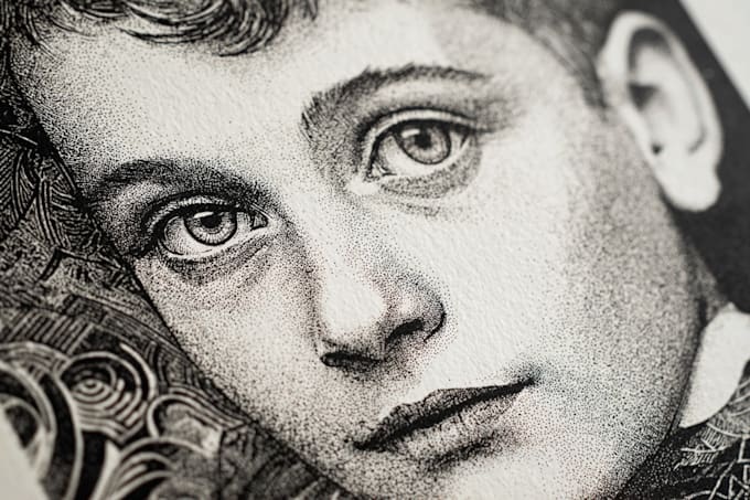 create a portrait print linocut style digital art