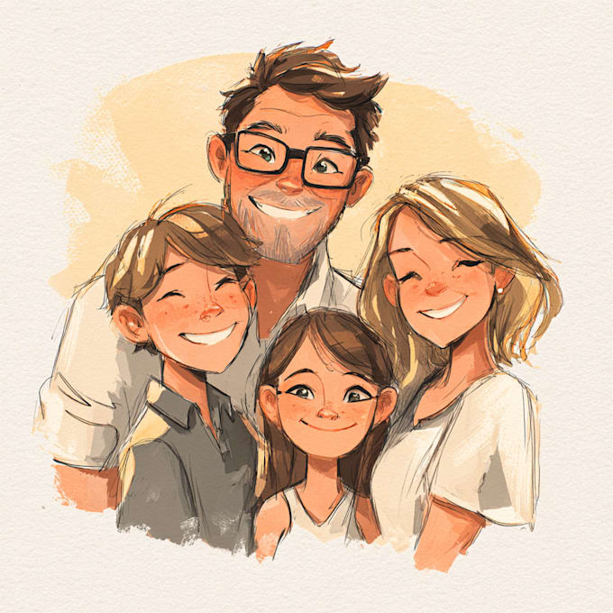 draw family portrait doodle for a gift painting