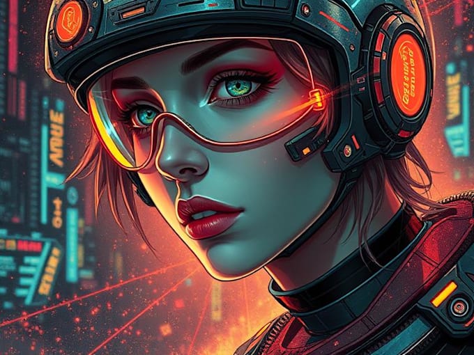 design stunning sci fi, cyberpunk, portrait art