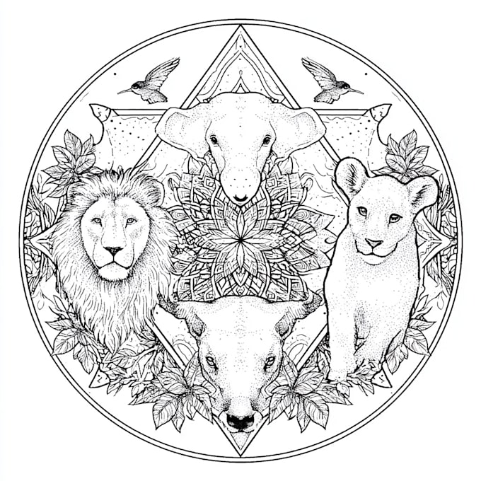 make coloring pages for kids, mandala, and animals