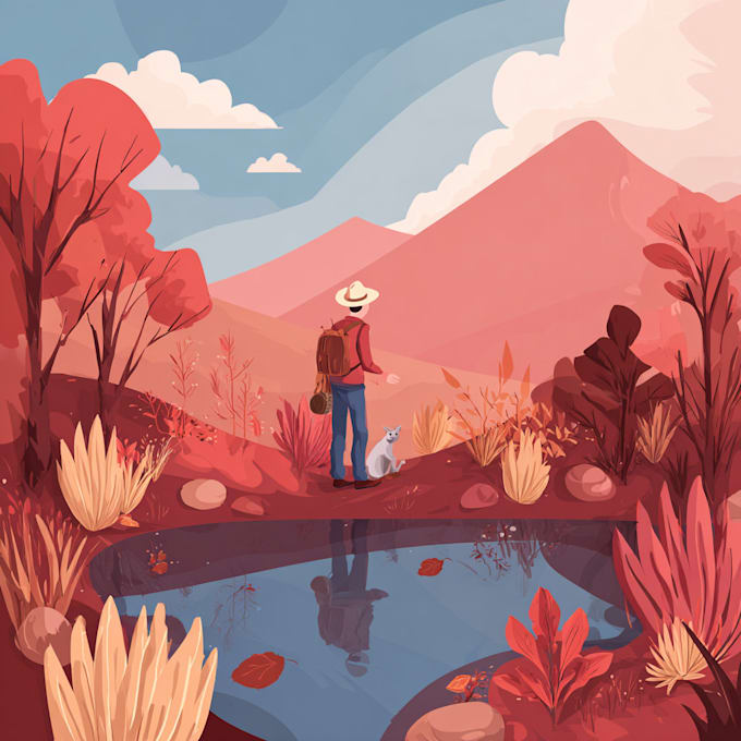 draw a flat vector landscape illustration