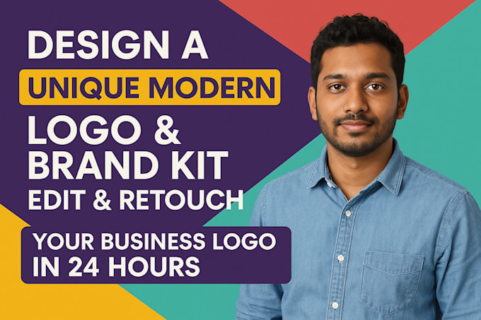 design a unique modern logo brand kit edit retouch and your business identity