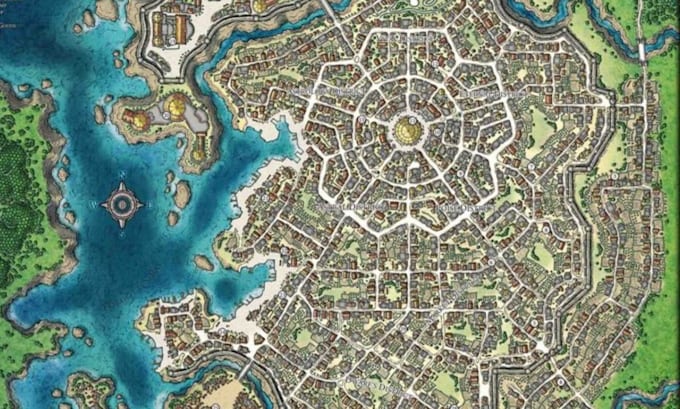 draw vector map llustration, fantasy map design for novel map