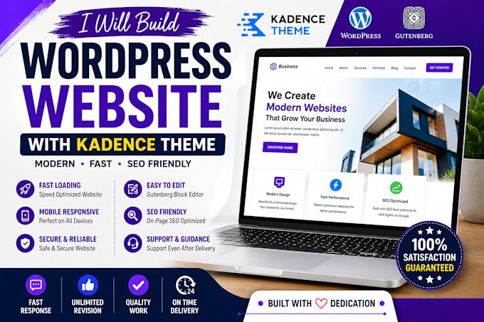 build a fast wordpress website using kadence theme, gutenberg and SEO