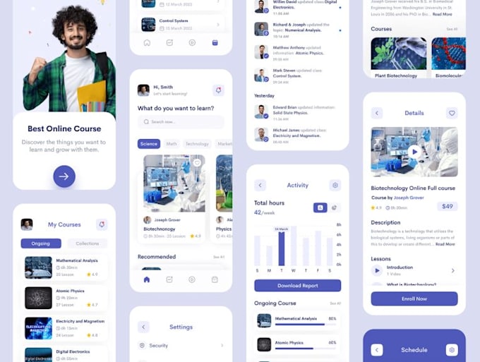 develop elearning platform, educational app, online course app and website