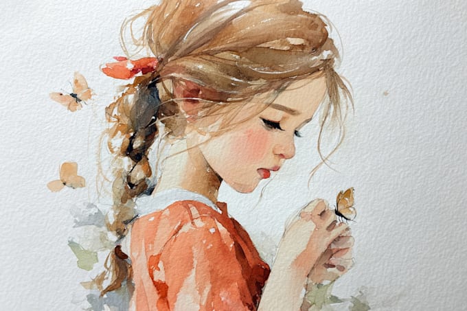 create watercolor children illustration