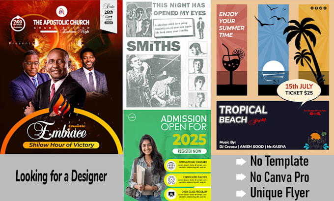 design educational flyers, food menus and party posters