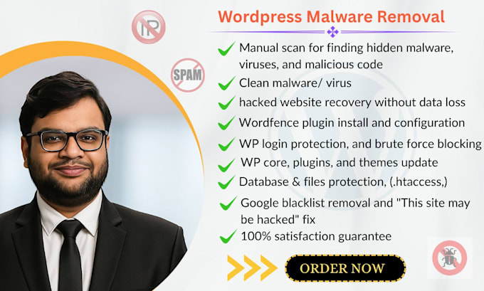 do wordpress malware removal, fix hacked website and virus removal