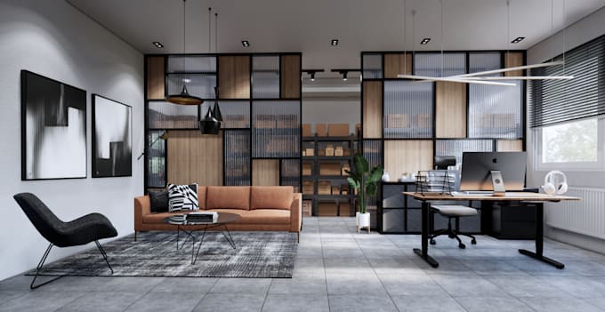 do 3d interior design and render for the office