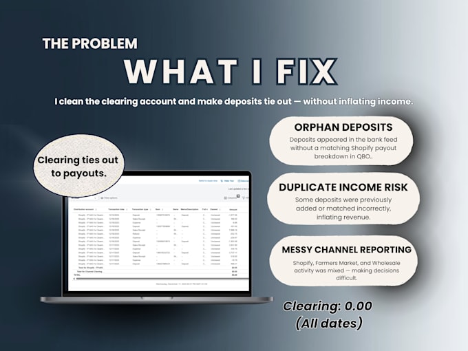clean up shopify quickbooks and fix messy ecommerce books