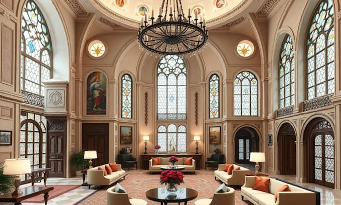 do mosque design, church design, castle interior design project