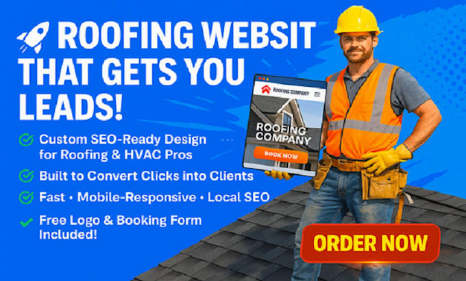 create roofing service website with quote and booking features