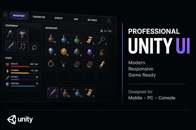 design a modern and professional UI for your unity game