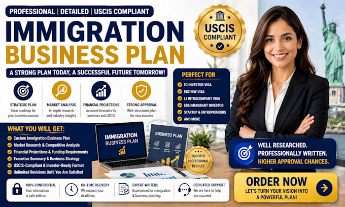 prepare professional immigration business plan for e2, l1, eb5 visa