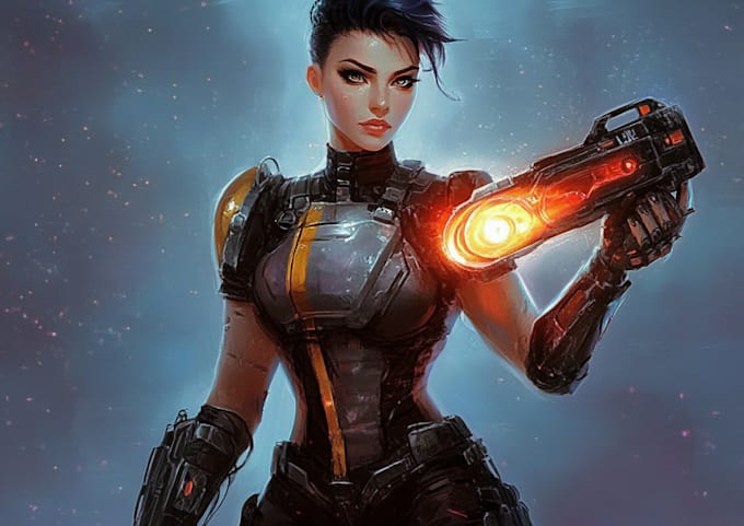 draw a fantasy, sci fi, character with hyperrealistic style