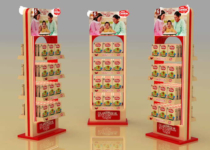 do photorealistic 3d product display, retail and gondola