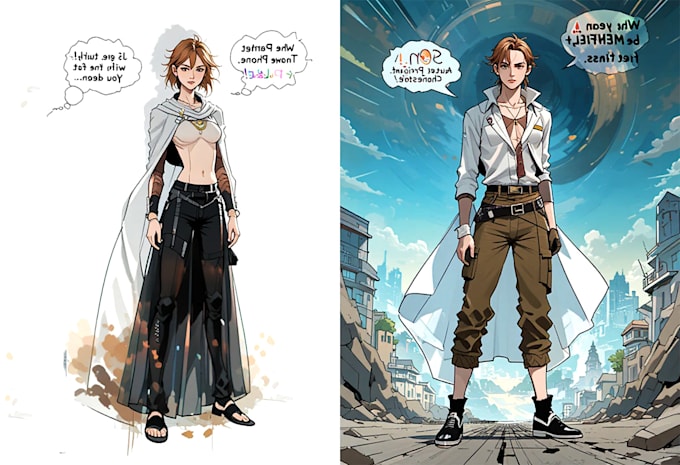 make an design and illustration of comic character