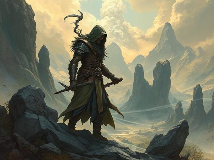 do dnd fantasy sci fi character or landscape illustration