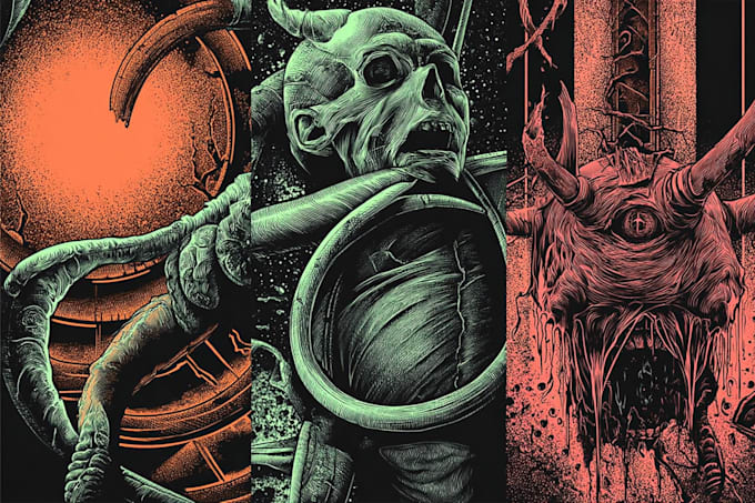 create a dark, horror, underground art illustration