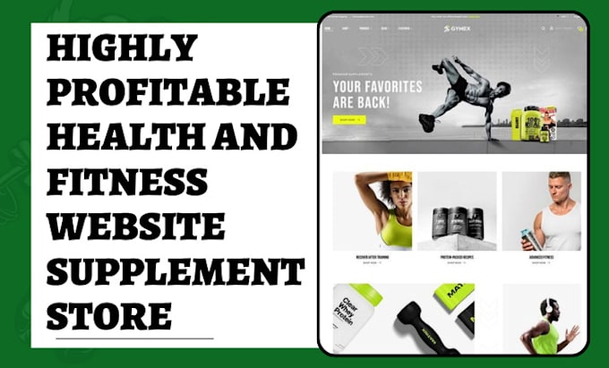 design health and fitness website supplement store fitness shopify store