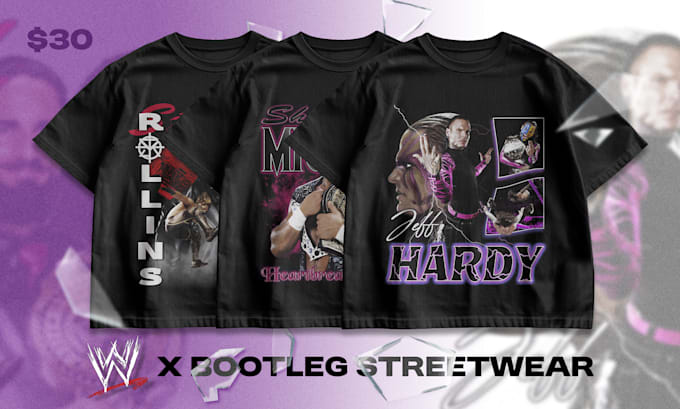 design custom vintage 90s bootleg wrestling wwe tshirt