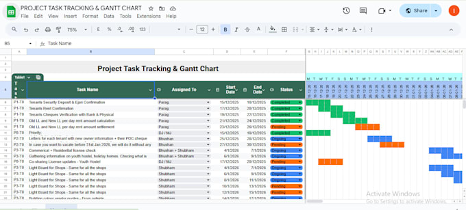 do excel gantt charts, timelines and excel project trackers