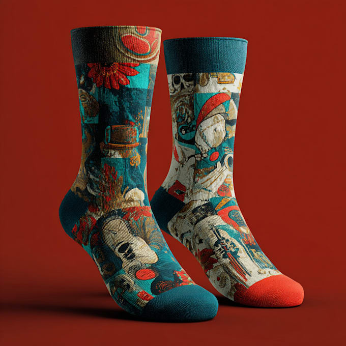 create unique beautiful socks design with realistic mockup