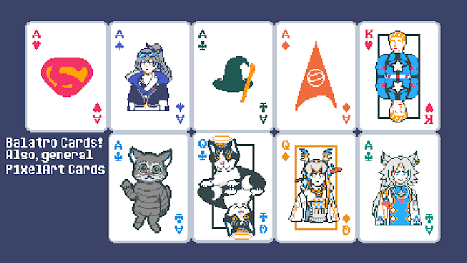 create custom balatro style pixel art playing cards