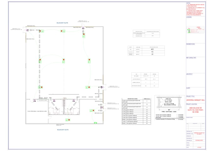 do firework, fire sprinkler plan, fire alarm plan, evacuation plan as per nfpa13