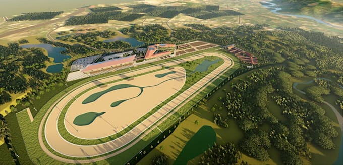 design 3d racetrack sim, circuit road map,sports landscape,master plan rendering