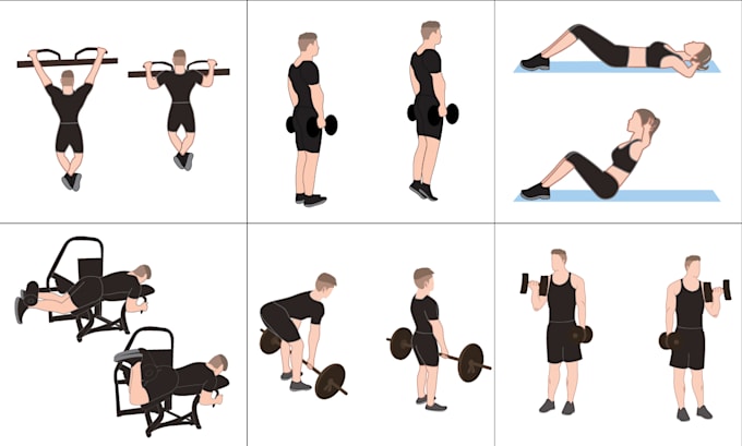 do yoga, fitness, workout, exercise or other pose illustrations